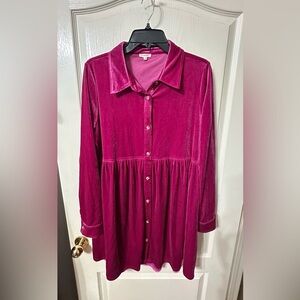 JODIFL Fuchsia Velvet Dress